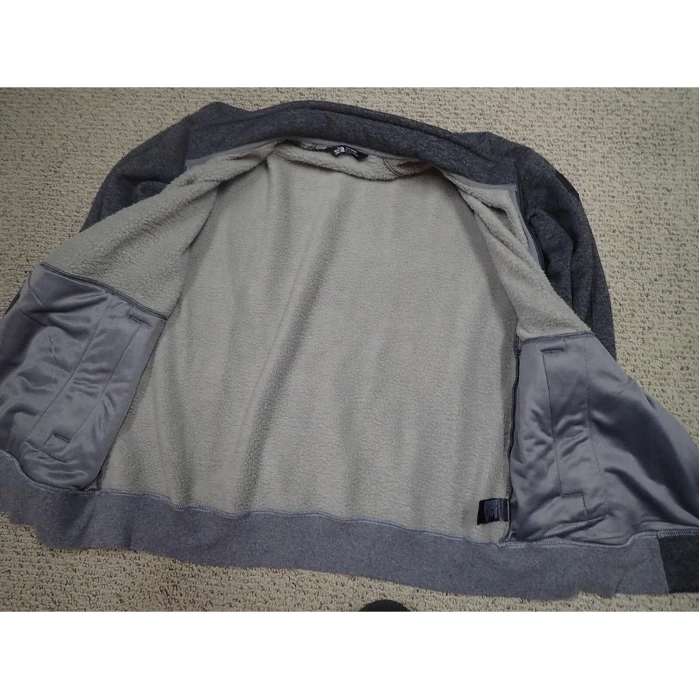 The North Face Fleece Jacket Mens XL Gray Excellent Sherpa Lined Full Zip Mock